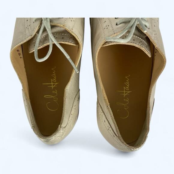 Cole Haan Brushed Gold Leather Oxfords Women's Size 7.5 - Picture 4 of 8